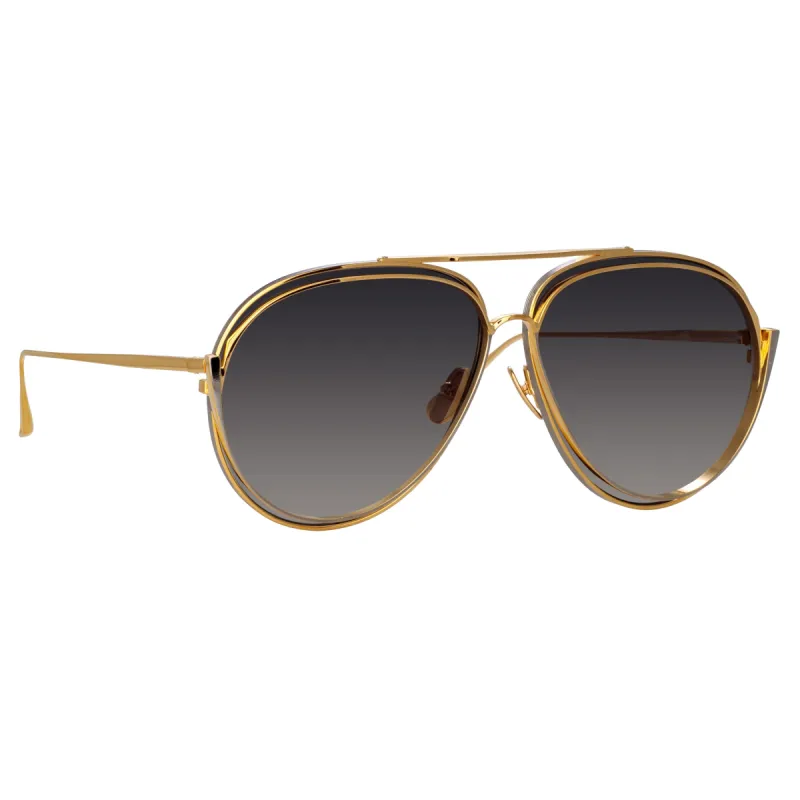 Francisco Aviator Sunglasses in Yellow Gold sold by Linda Farrow