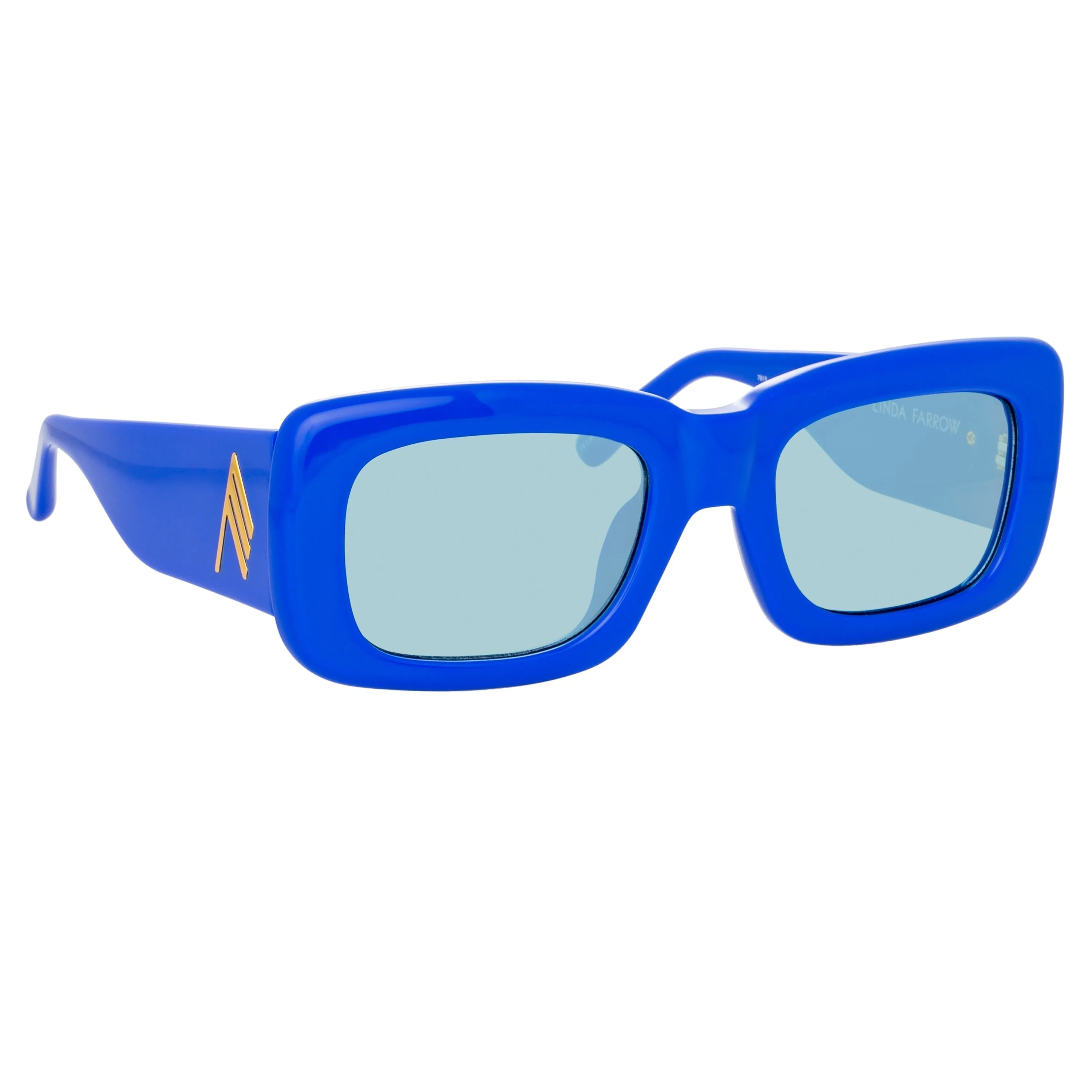 The Attico Marfa Rectangular Sunglasses in Electric Blue sold by Linda Farrow