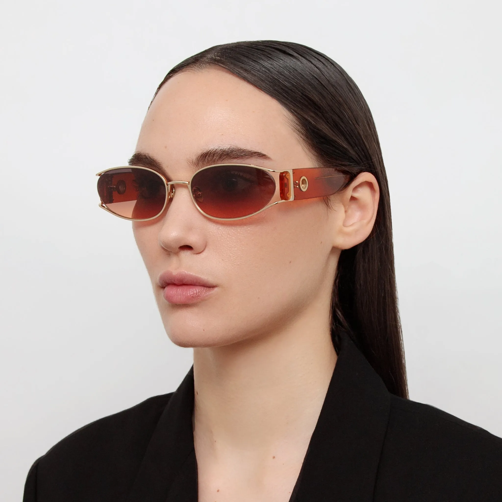 Shelby Cat Eye Sunglasses in Light Gold and Dusk sold by Linda Farrow