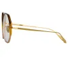Alona Hexagon Optical Frame in Brown Gradient sold by Linda Farrow