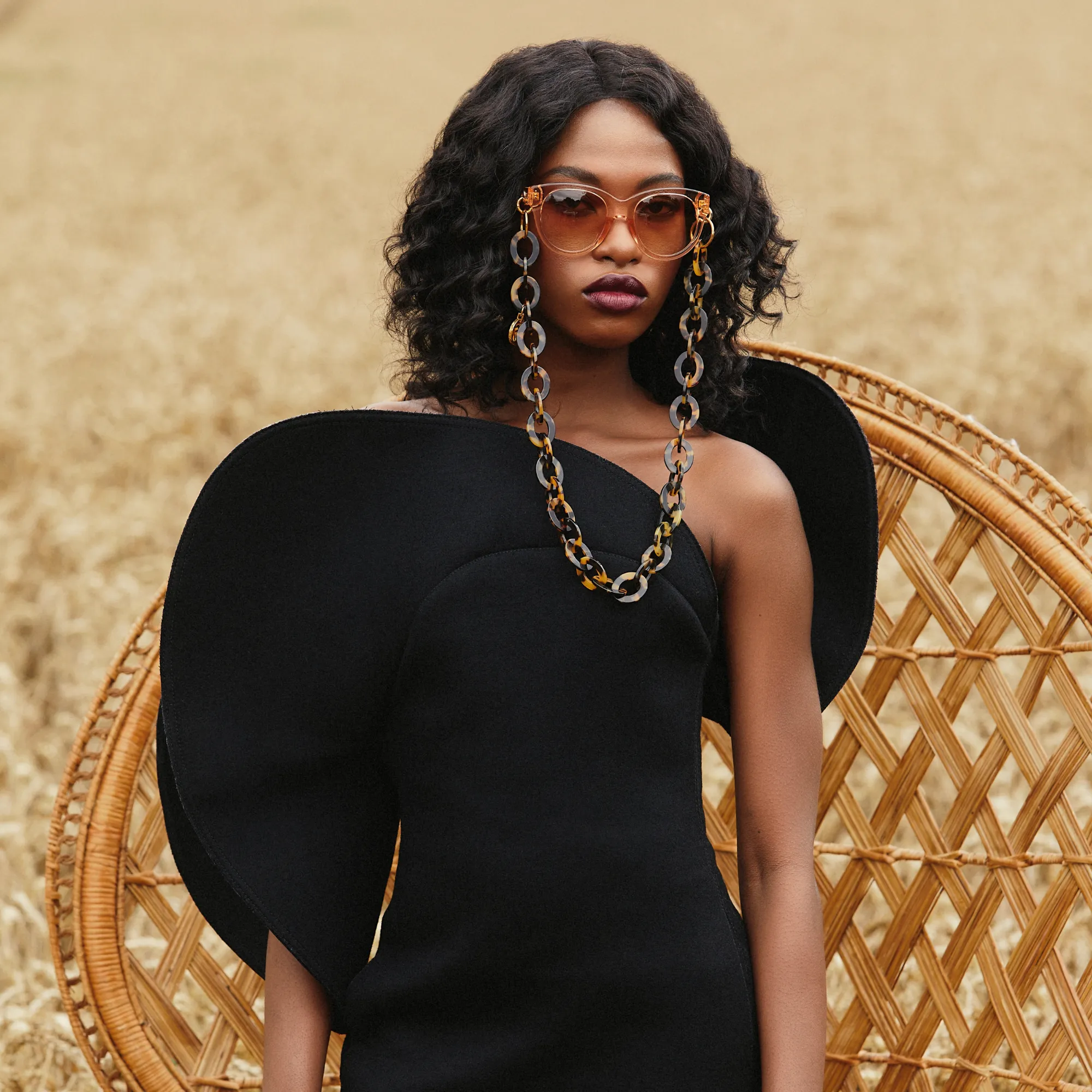 Madi Oversized Sunglasses in Peach sold by Linda Farrow product image thumbnail 3