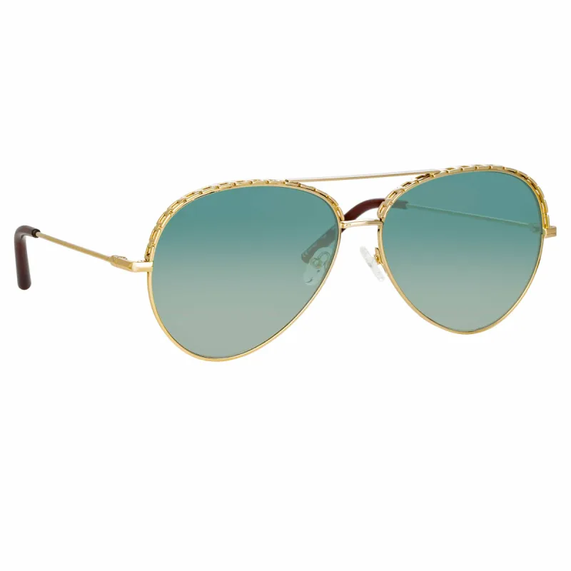 Matthew Williamson Magnolia Sunglasses in Light Gold and Green sold by Linda Farrow