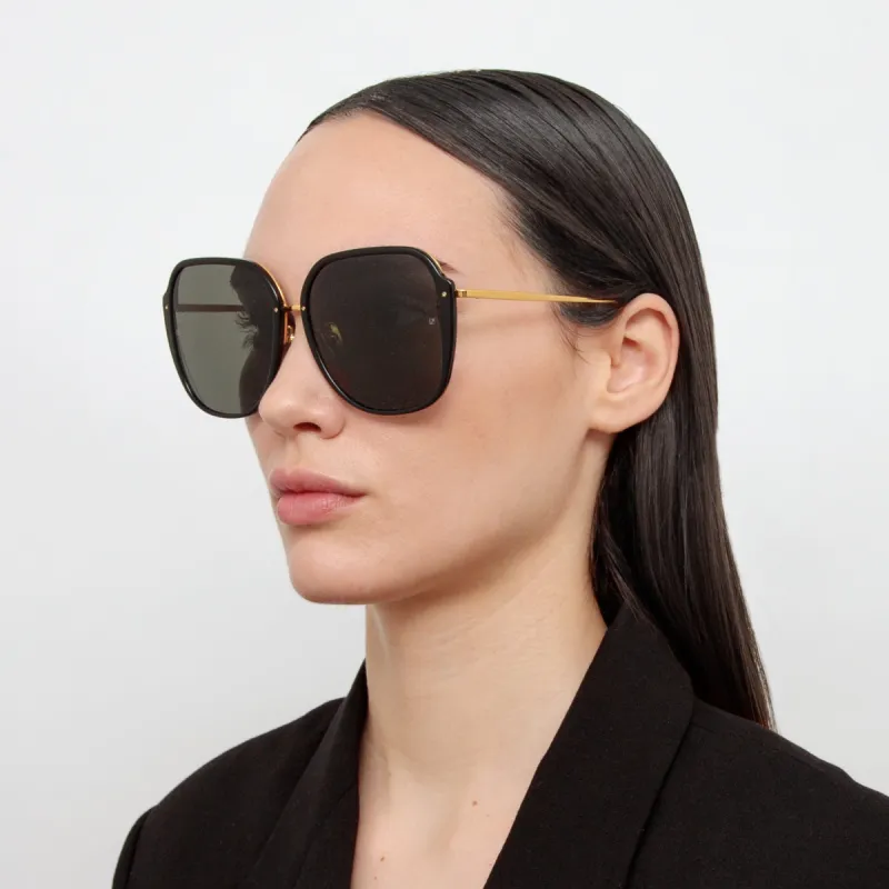 Sofia Oversized Sunglasses in Black sold by Linda Farrow