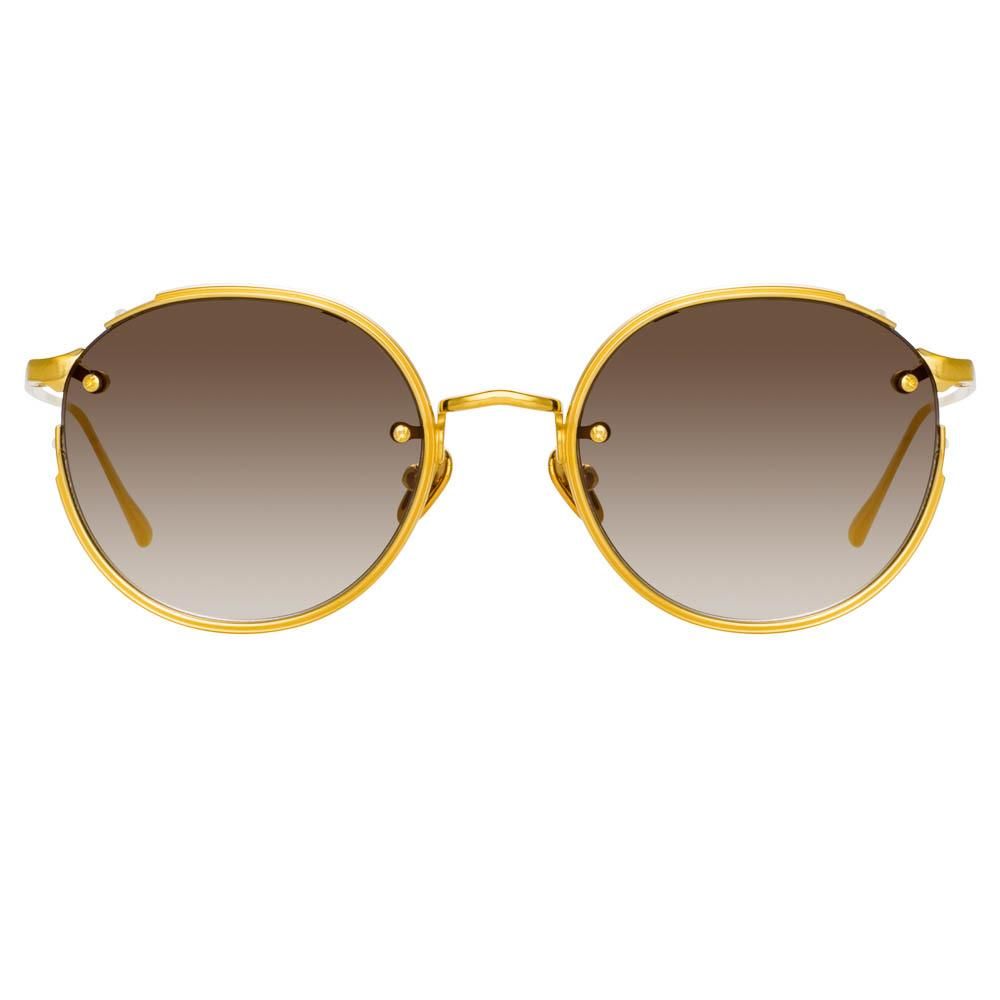 Nicks Oval Sunglasses in Yellow Gold sold by Linda Farrow