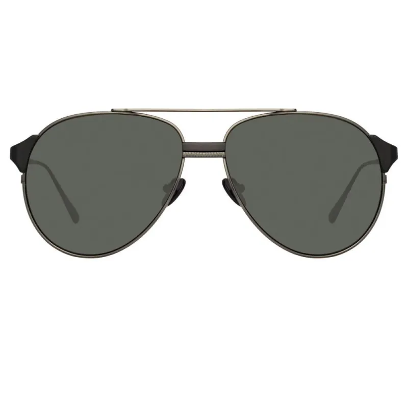 Brooks Aviator Sunglasses in Nickel sold by Linda Farrow