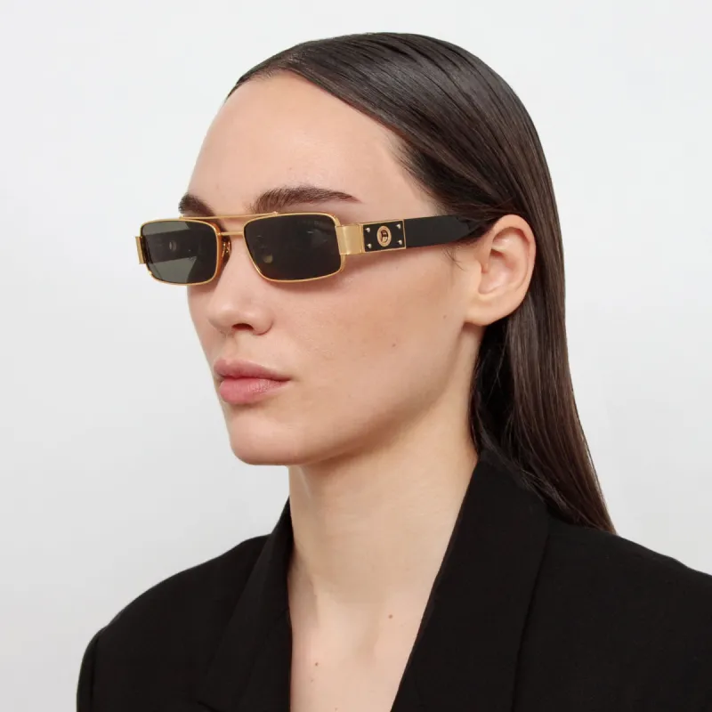 Joey Rectangular Sunglasses in Yellow Gold sold by Linda Farrow
