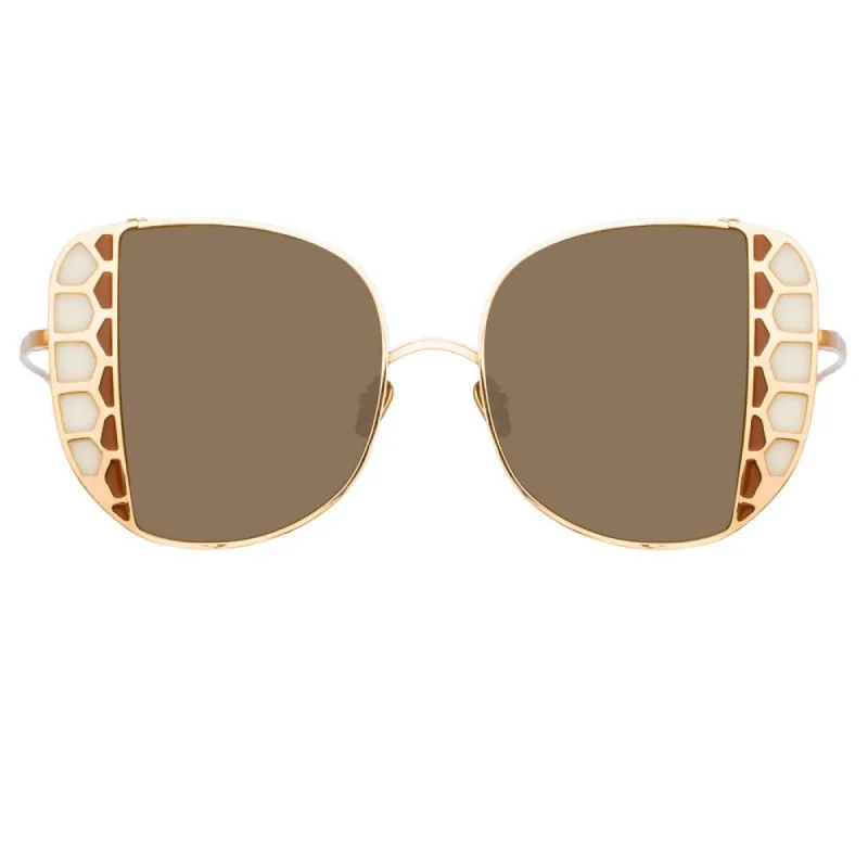 Amelia Oversized Sunglasses in Rose Gold sold by Linda Farrow