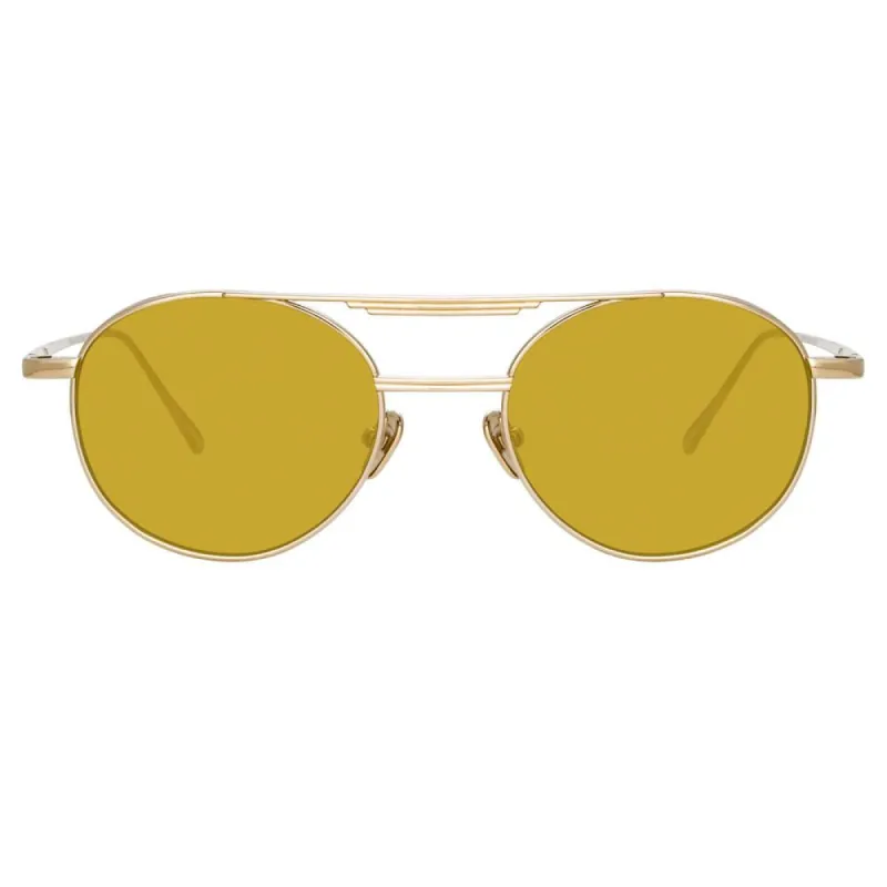 Lou Oval Sunglasses in Light Gold sold by Linda Farrow