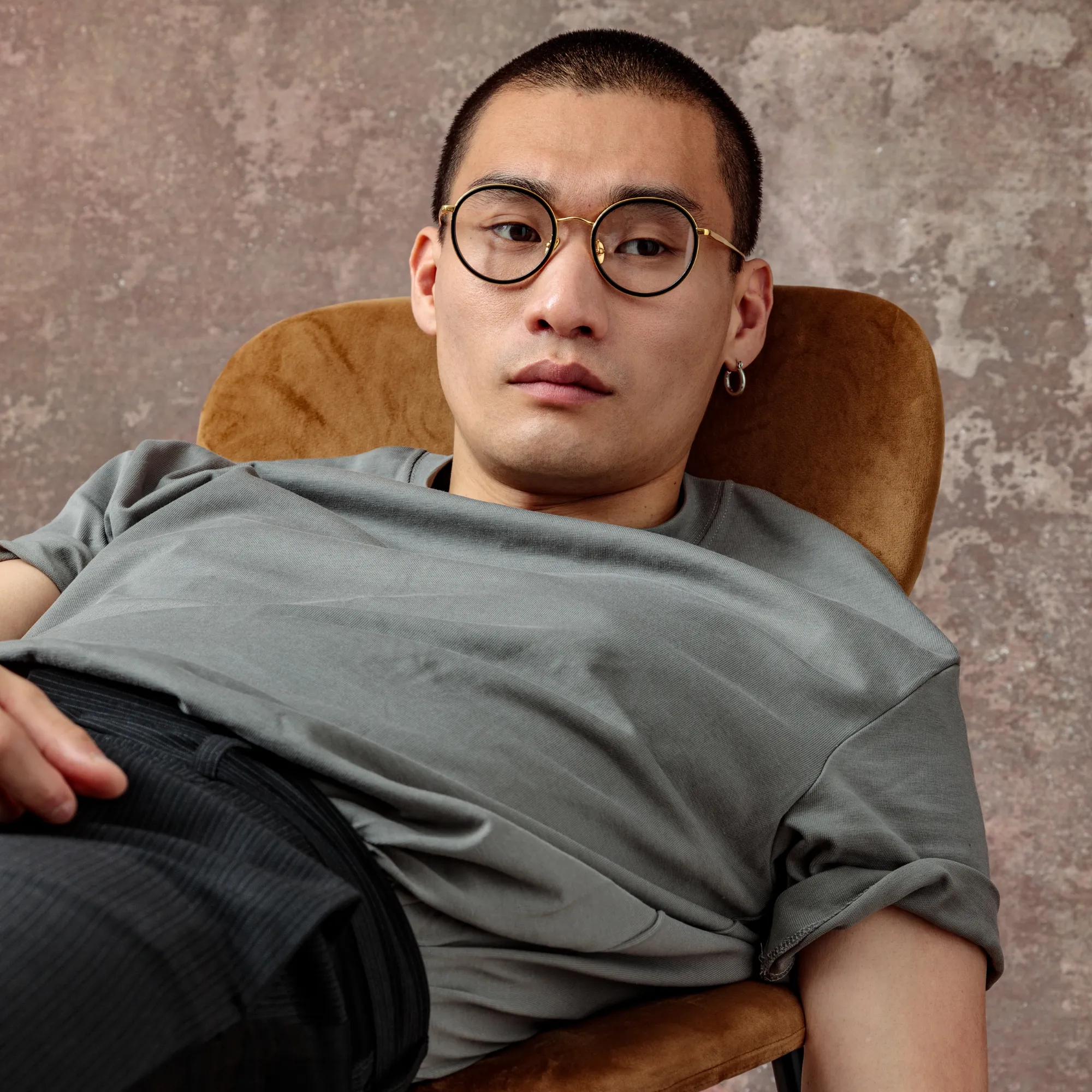 Moss Oval Optical Frame in Yellow Gold sold by Linda Farrow