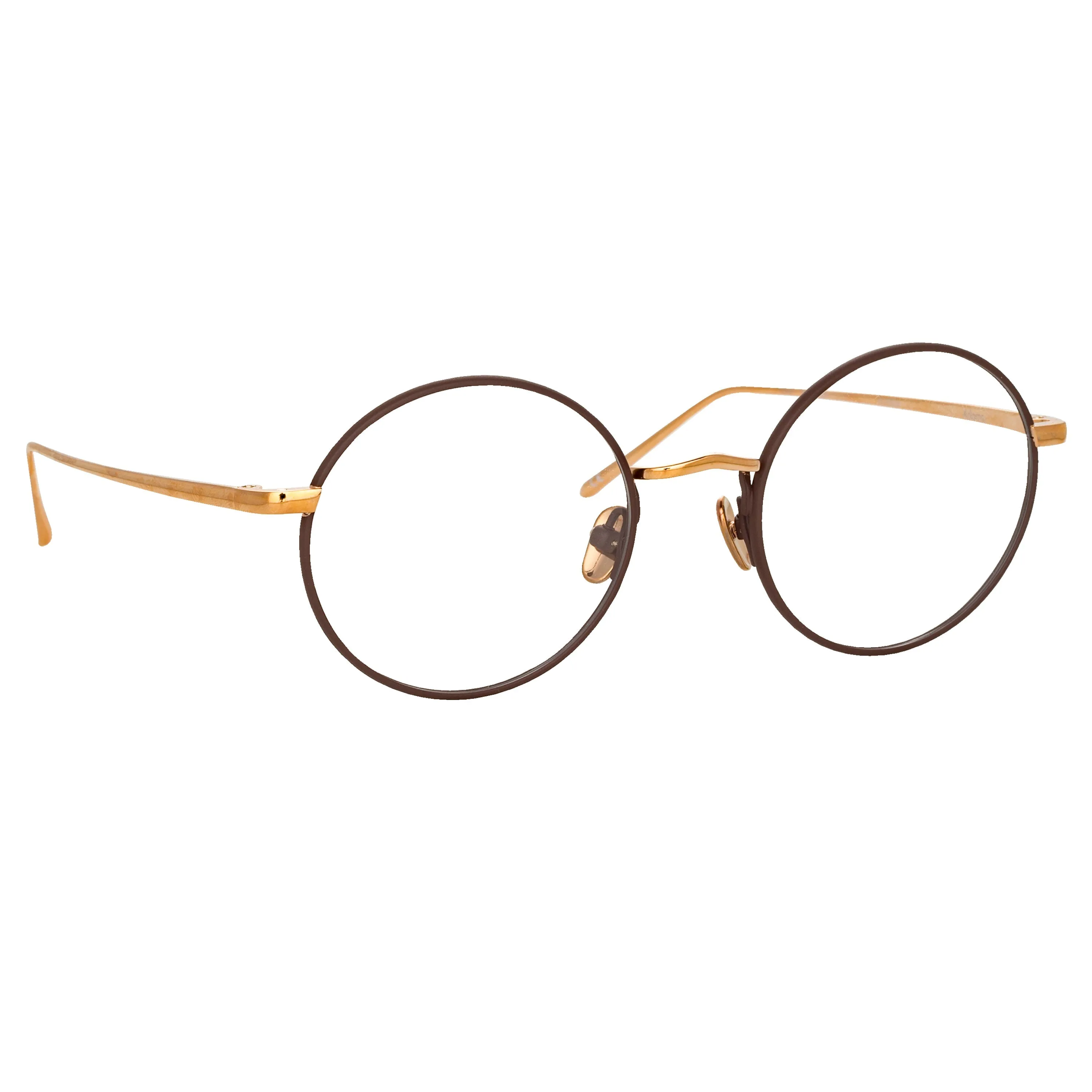 The Adams | Oval Optical Frame in Brown and Rose Gold (C4) sold by Linda Farrow