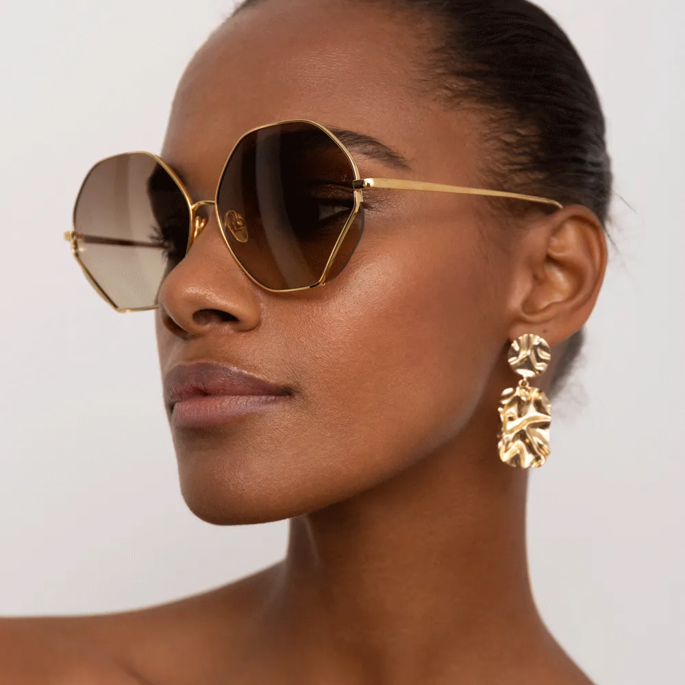 Fawcet Hexagon Sunglasses in Light Gold sold by Linda Farrow product image thumbnail 5