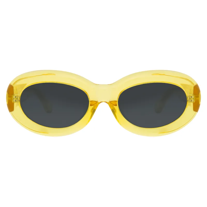 Dries Van Noten Oval Sunglasses in Yellow sold by Linda Farrow