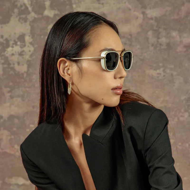 Jarvis Aviator Sunglasses in White sold by Linda Farrow