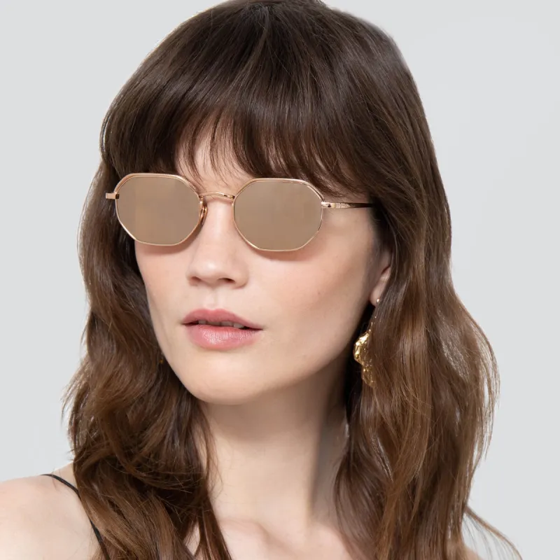 Shaw Angular Sunglasses in Rose Gold sold by Linda Farrow