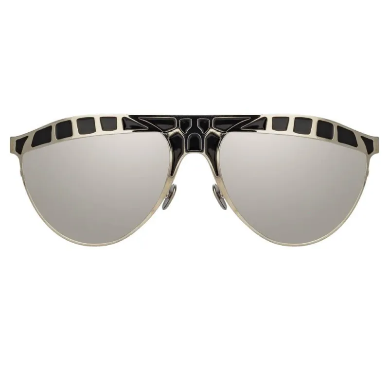 Huston Aviator Sunglasses in White Gold sold by Linda Farrow