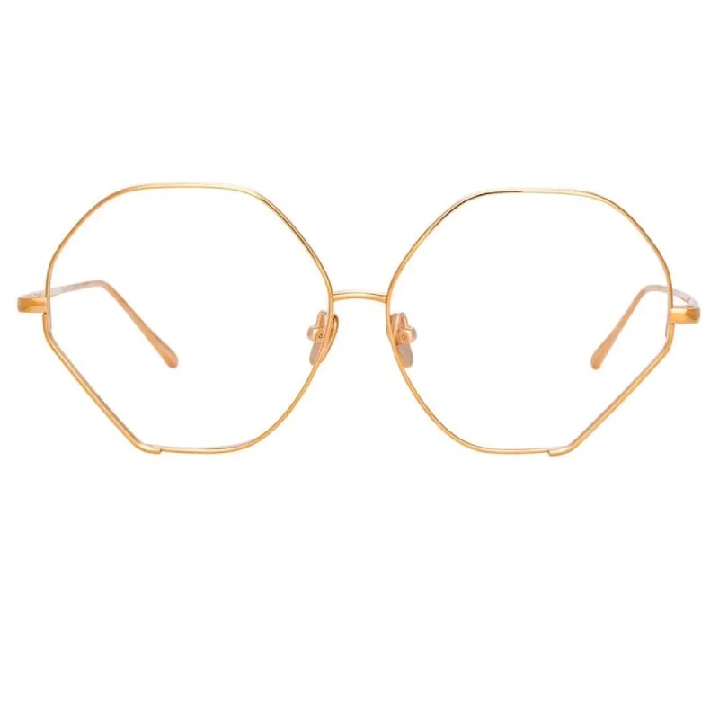 Fawcet Hexagon Optical Frame in Rose Gold sold by Linda Farrow
