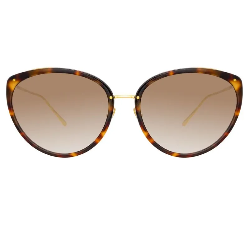 Angelica Cat Eye Sunglasses in Tortoiseshell sold by Linda Farrow