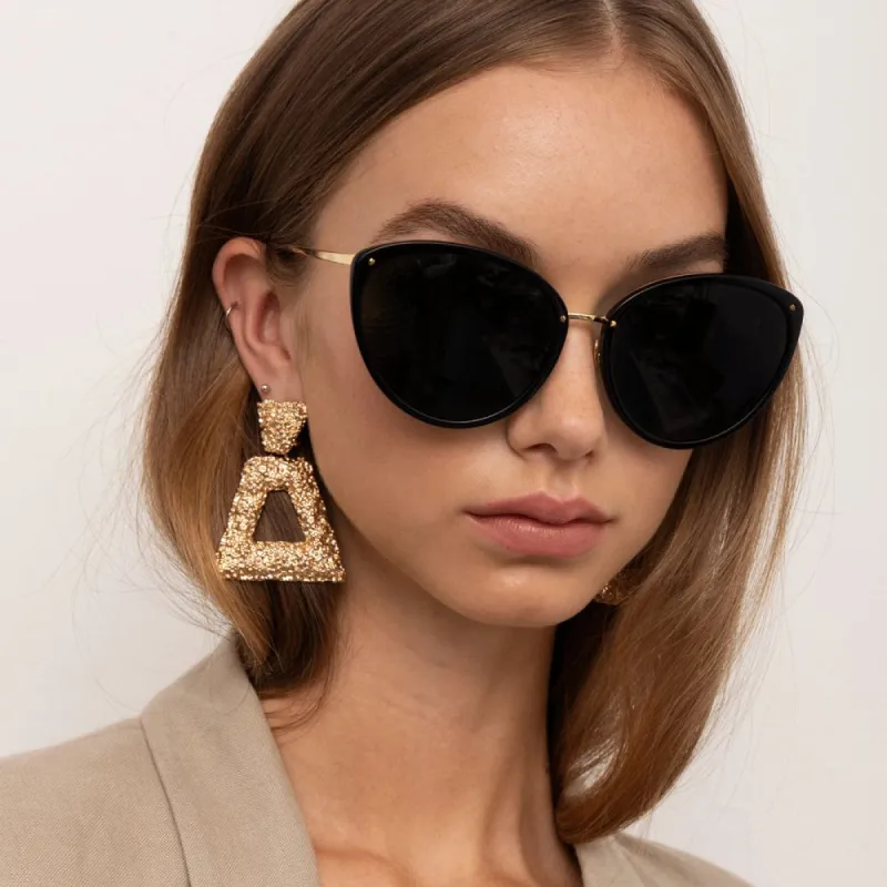 Angelica Cat Eye Sunglasses in Black sold by Linda Farrow