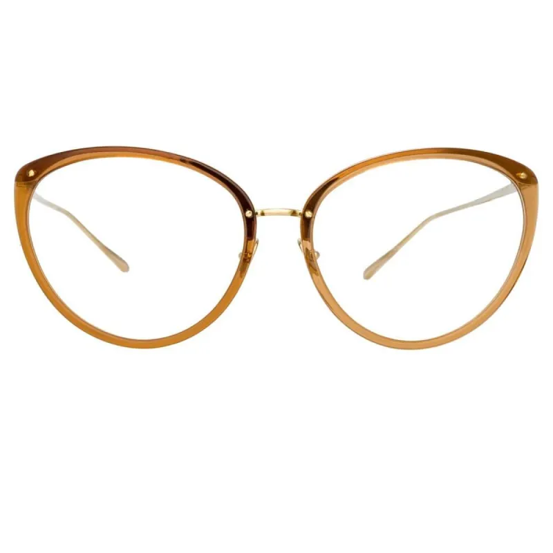 Angelica Cat Eye Optical Frame in Brown sold by Linda Farrow