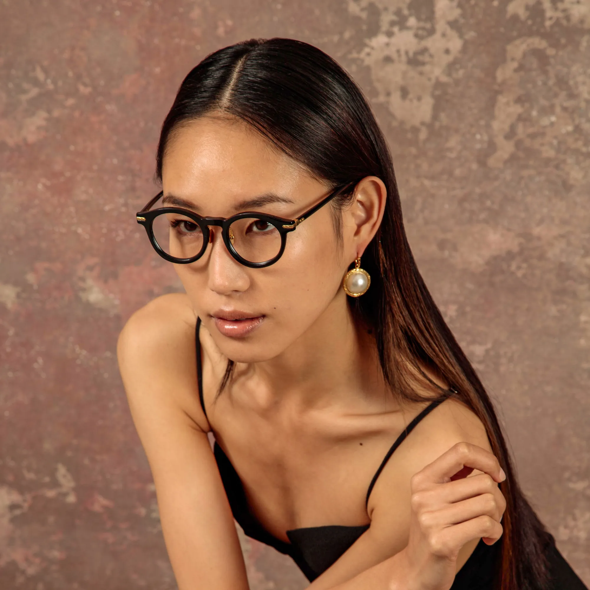 Parler Oval Optical Frame in Black (Asian Fit) sold by Linda Farrow
