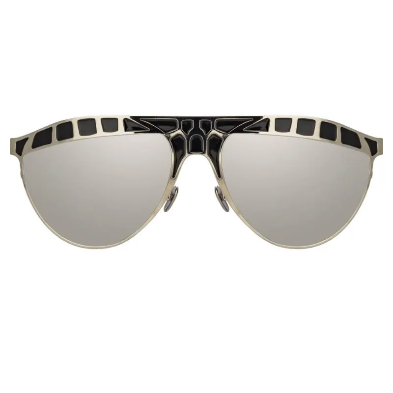 Huston Aviator Sunglasses in White Gold sold by Linda Farrow
