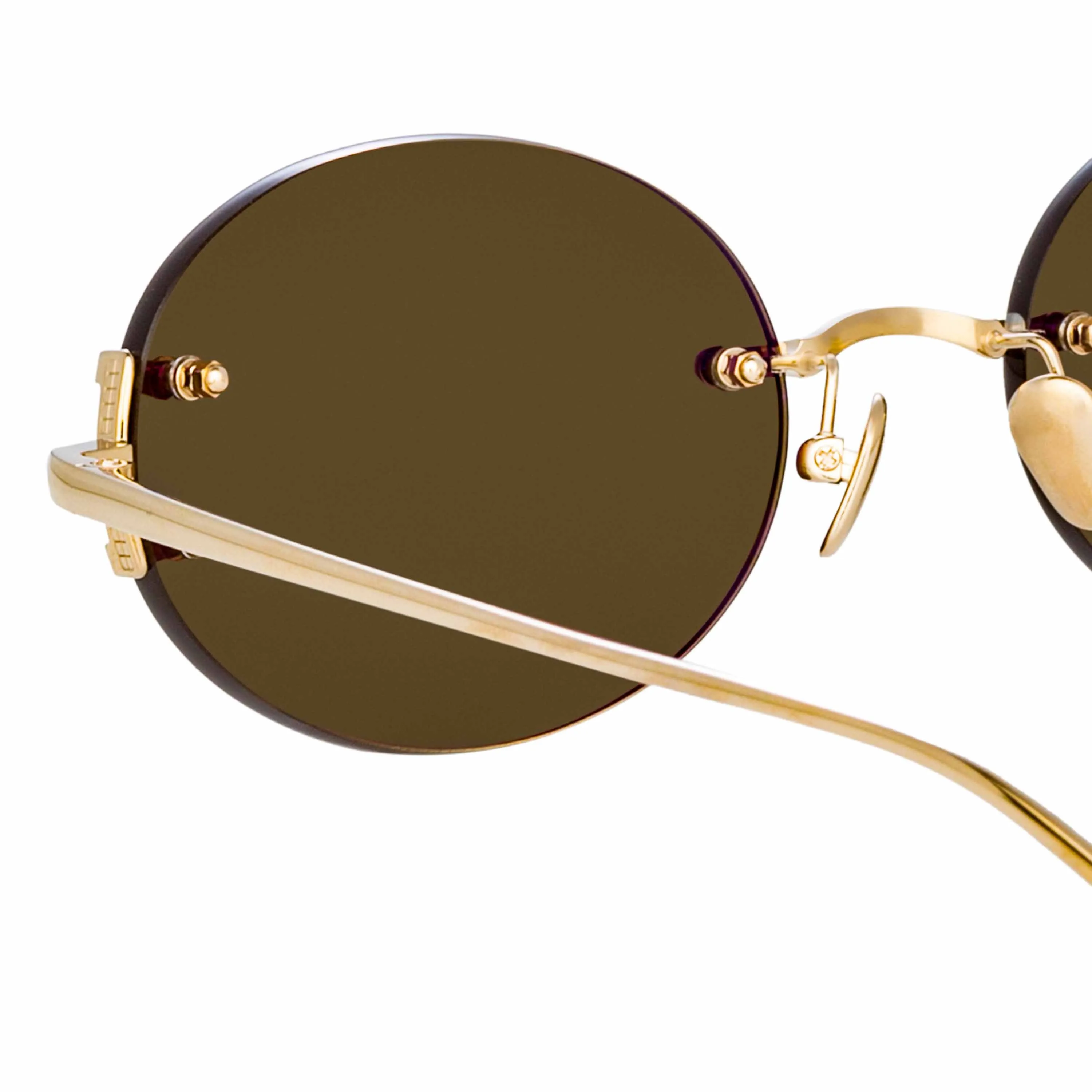 Knight Oval Sunglasses in Light Gold and Brown sold by Linda Farrow product image thumbnail 5