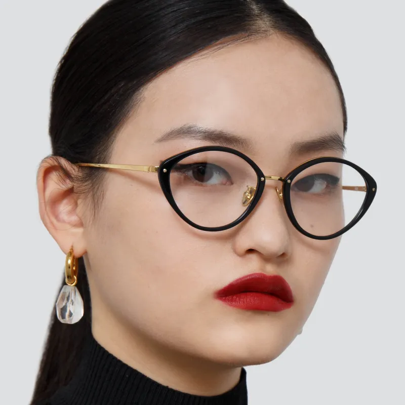 Lucy Cat Eye Optical Frame in Black sold by Linda Farrow