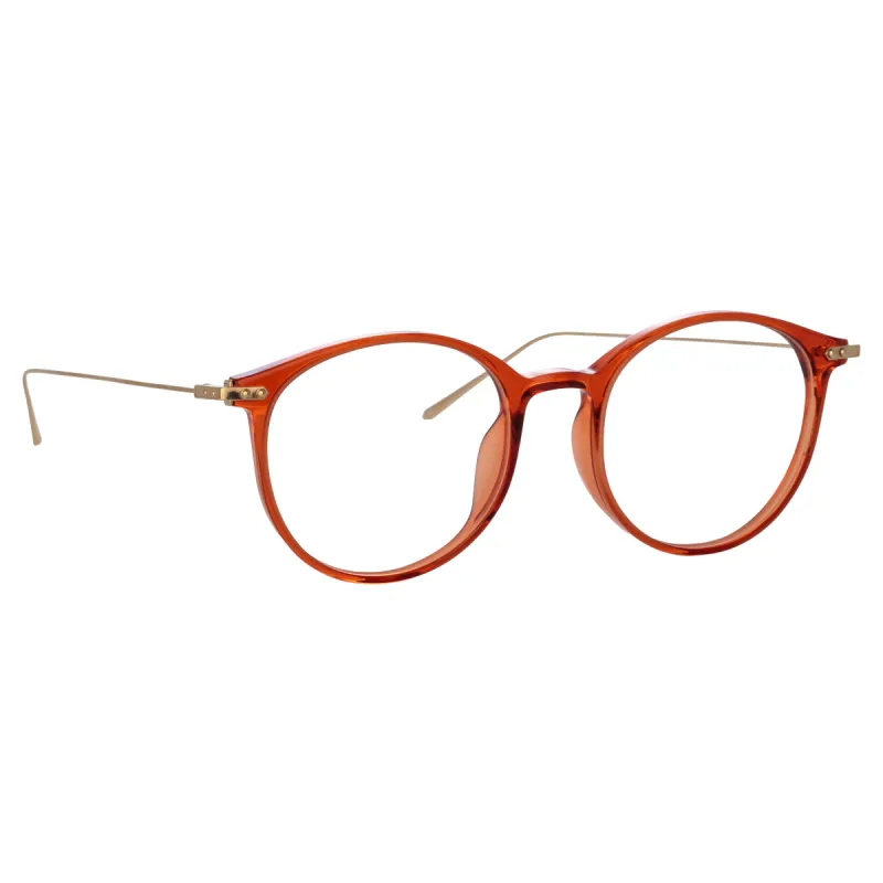 Gray Oval Optical Frame in Amber (Asian Fit) sold by Linda Farrow