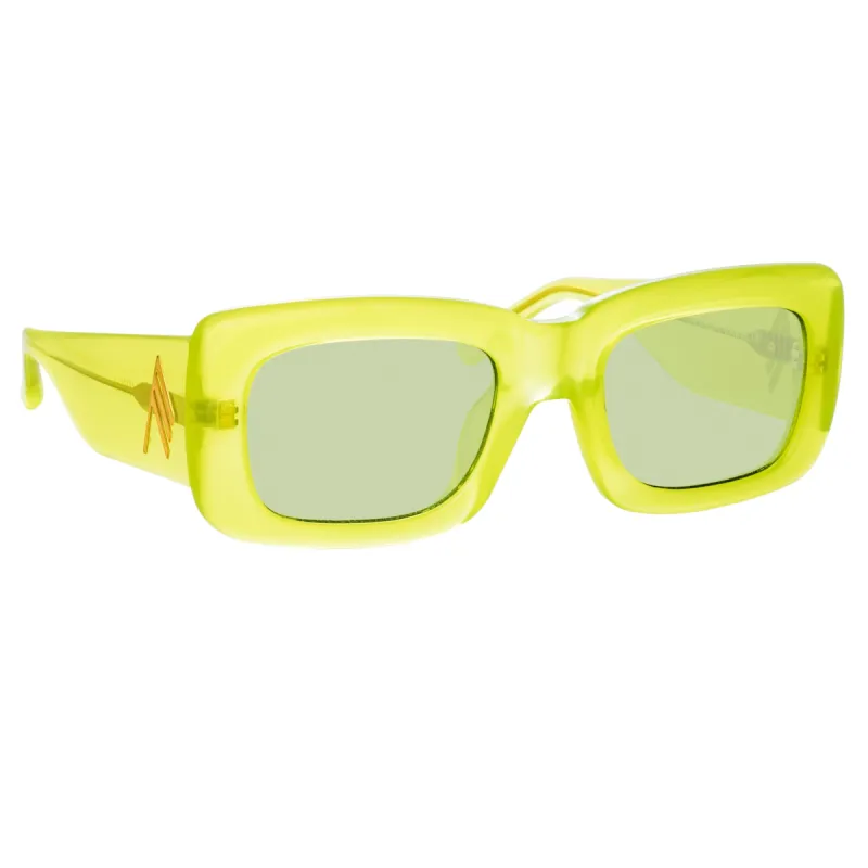 The Attico Marfa Rectangular Sunglasses in Green sold by Linda Farrow