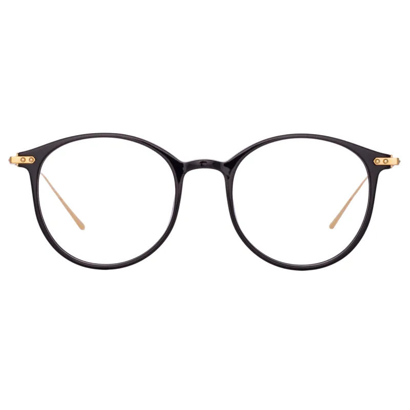 Gray Oval Optical Frame in Black sold by Linda Farrow