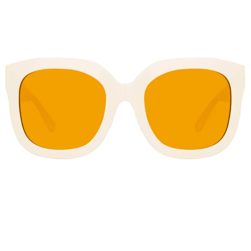 The Attico Zoe Oversized Sunglasses in Cream sold by Linda Farrow