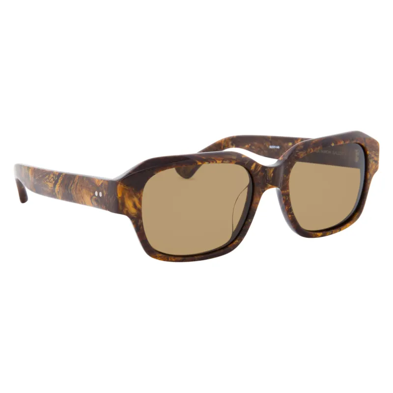 Dries Van Noten Rectangular Sunglasses in Brown sold by Linda Farrow