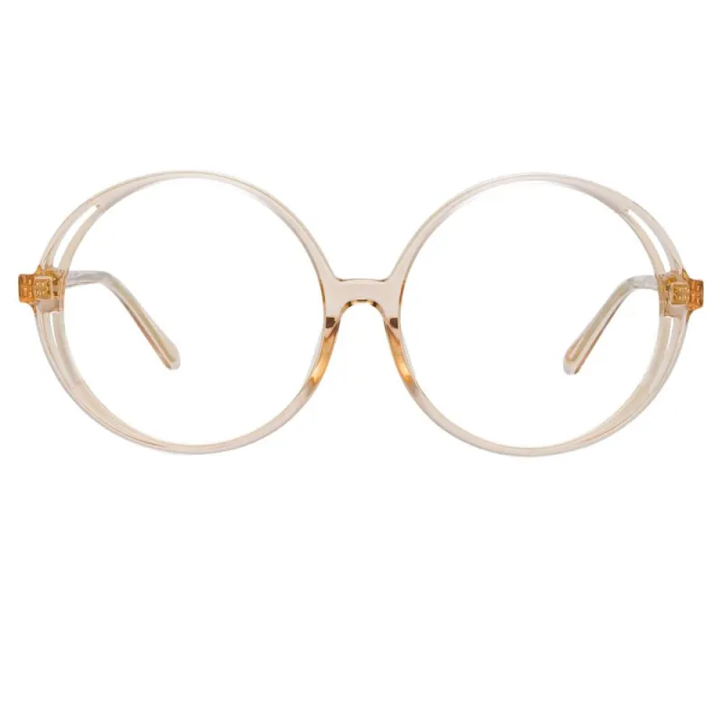 Bianca Round Optical Frame in Brown sold by Linda Farrow