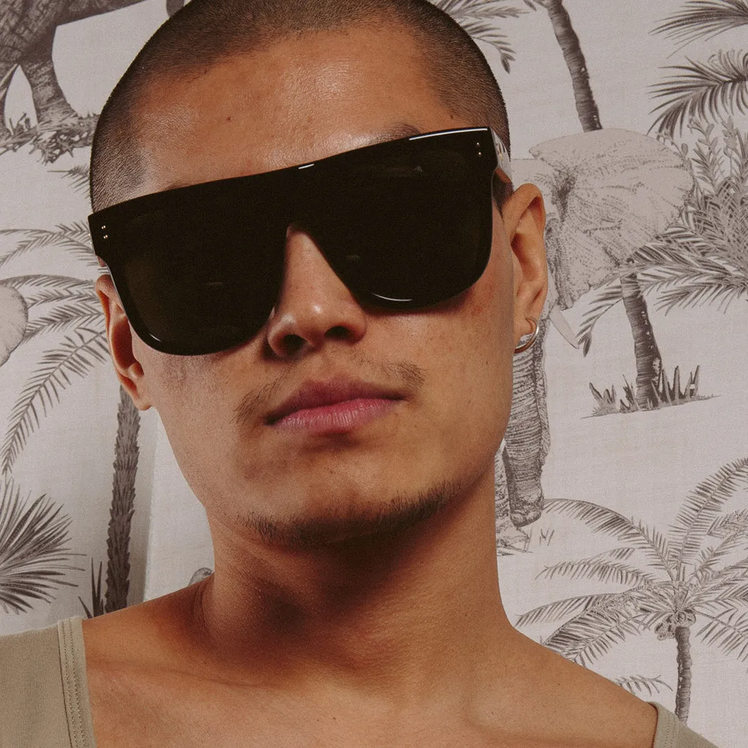 Carolina Flat Top Sunglasses in Black (Men's) sold by Linda Farrow