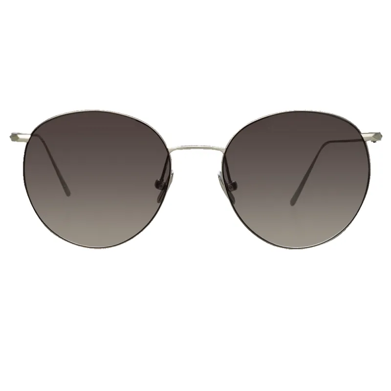 Foster Oval Sunglasses in White Gold sold by Linda Farrow