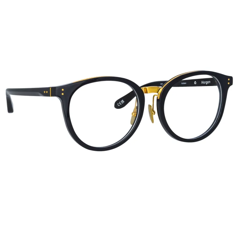 Morgan Oval Optical Frame in Black sold by Linda Farrow