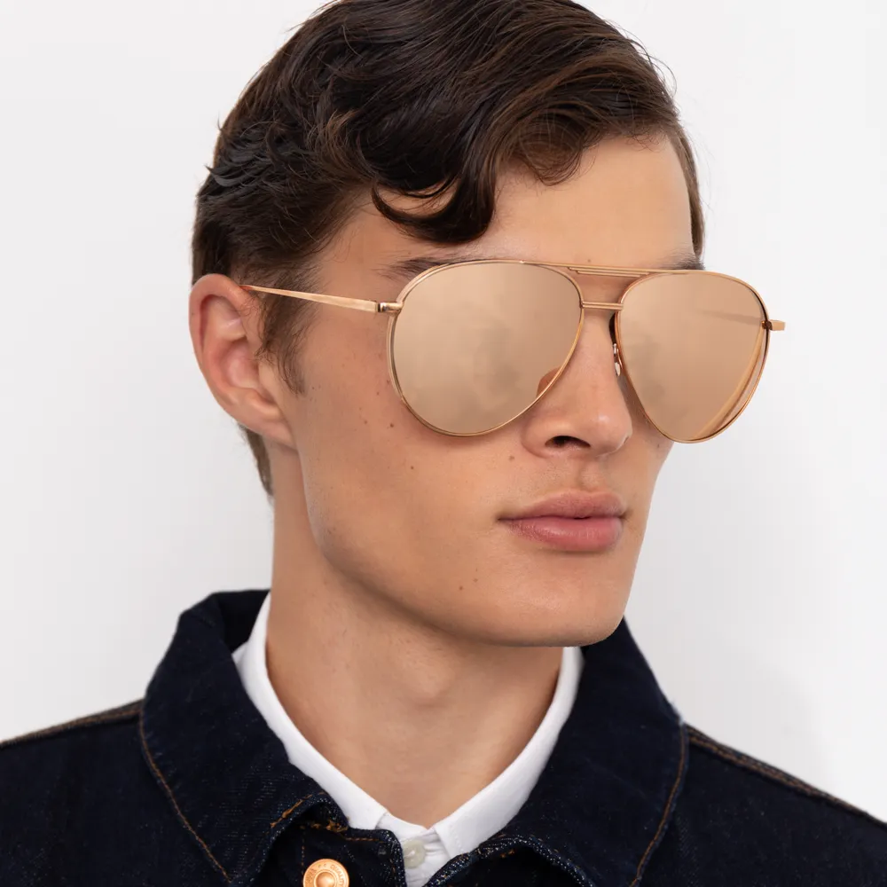 Carter Aviator Sunglasses in White Gold sold by Linda Farrow product image thumbnail 5