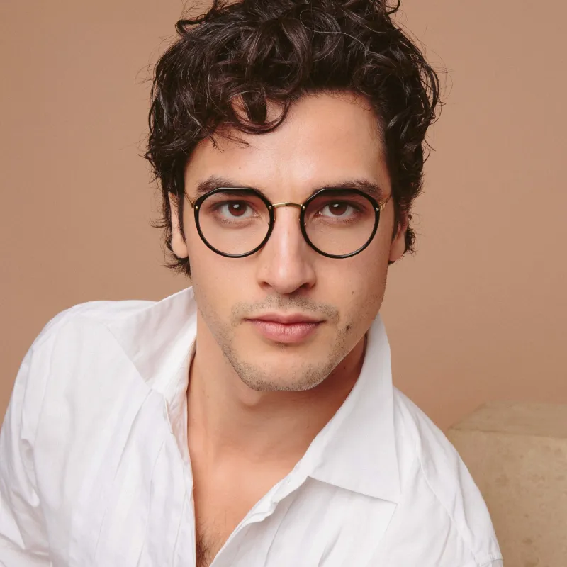 Reynolds Angular Optical Frame in Black (Men's) sold by Linda Farrow