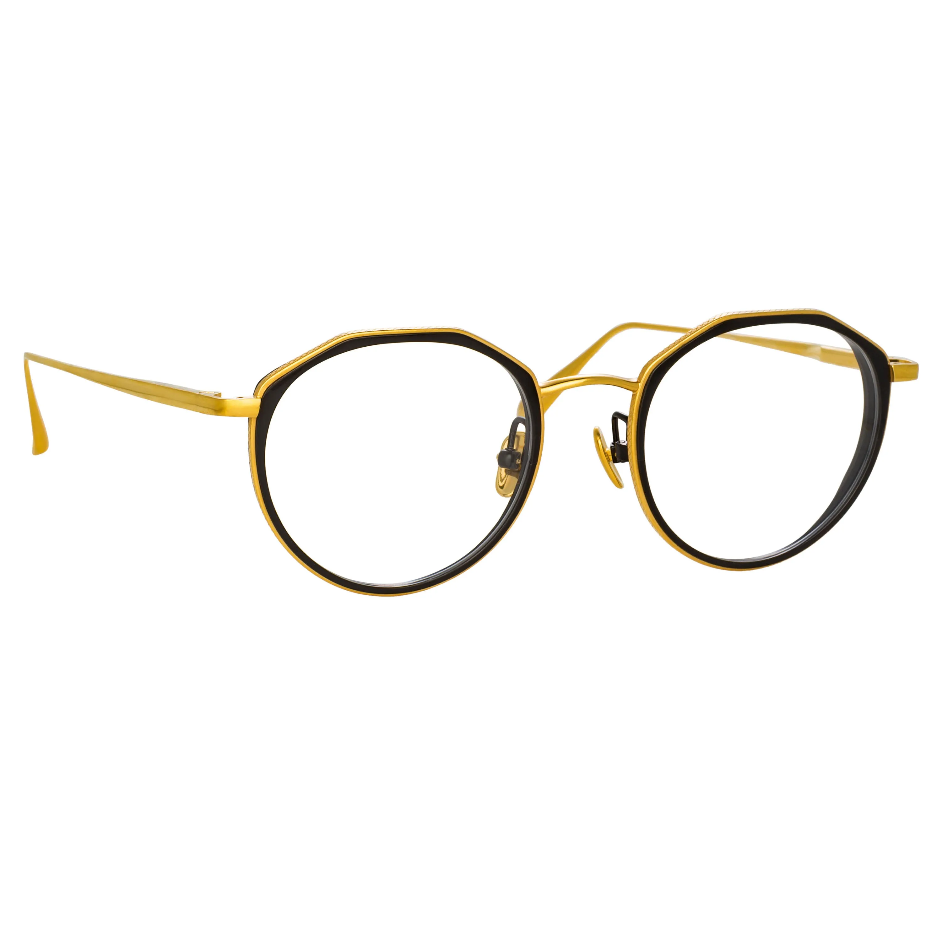 Cesar Angular Optical Frame in Yellow Gold and Black sold by Linda Farrow product image thumbnail 3