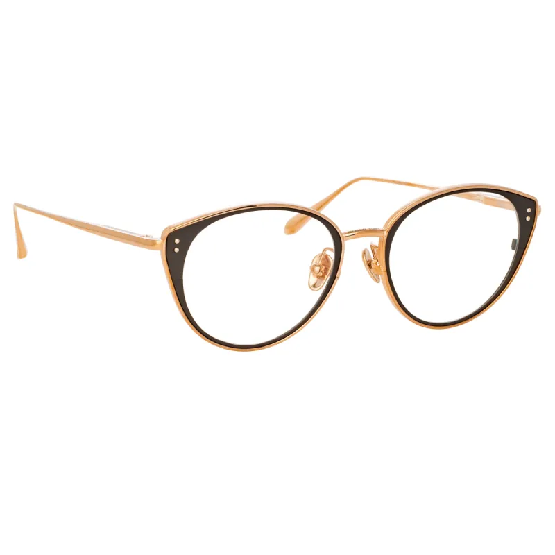 Alba Cat Eye Optical Frame in Rose Gold sold by Linda Farrow