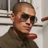 Abel Aviator Sunglasses in Horn (Men's) sold by Linda Farrow