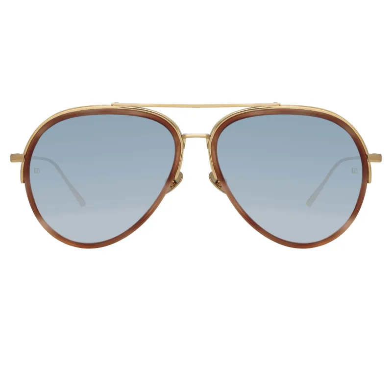 Abel Aviator Sunglasses in Horn (Men's) sold by Linda Farrow
