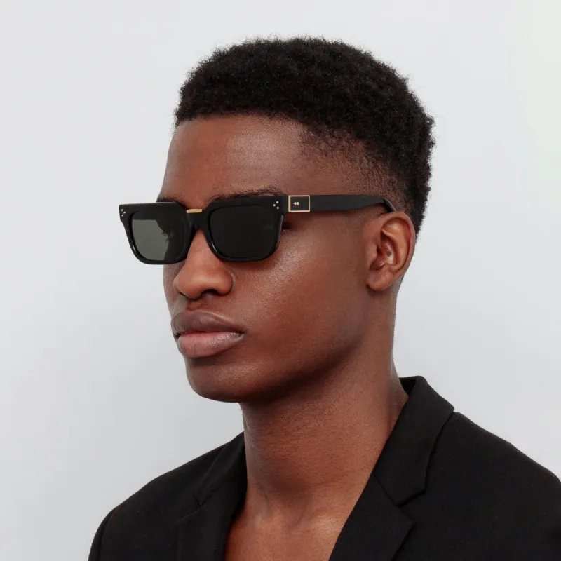 Men's Yoan Angular Sunglasses in Black sold by Linda Farrow