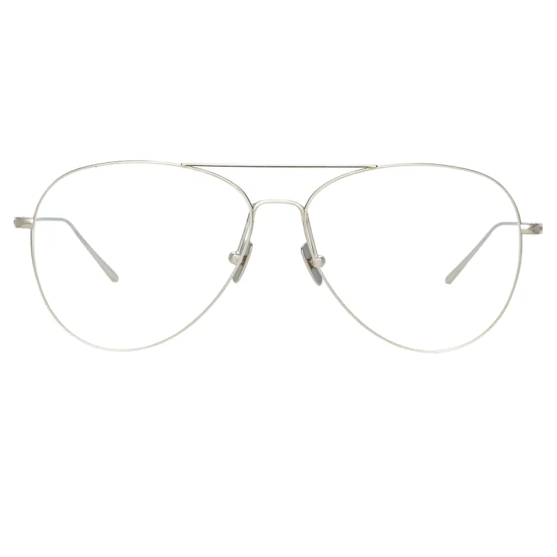 Lloyds Aviator Optical Frame in White Gold sold by Linda Farrow