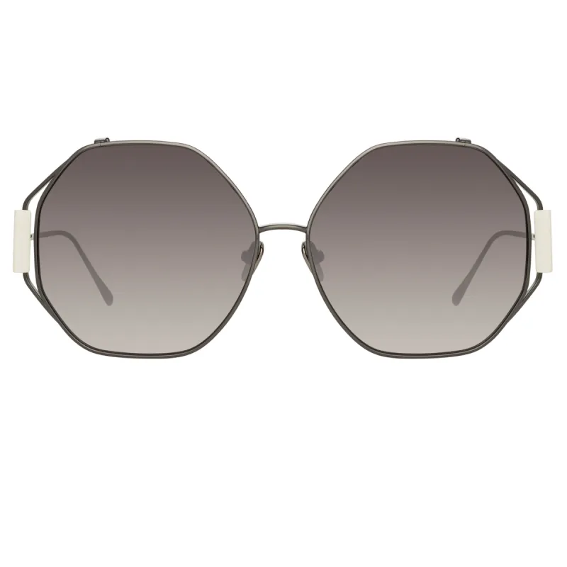 Marie Oversized Sunglasses in Nickel sold by Linda Farrow