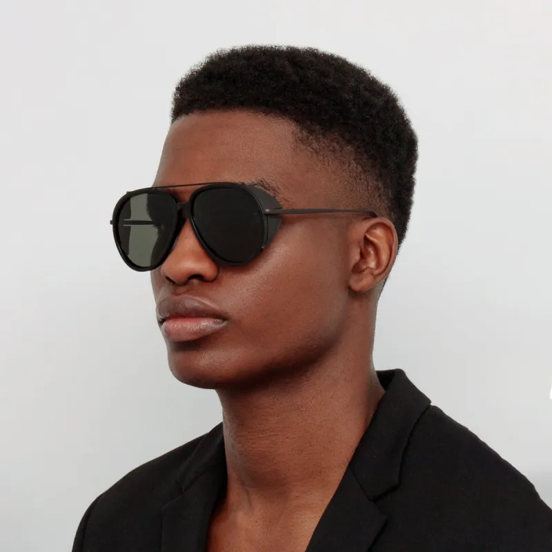 Men's Maverick Aviator Sunglasses in Black sold by Linda Farrow