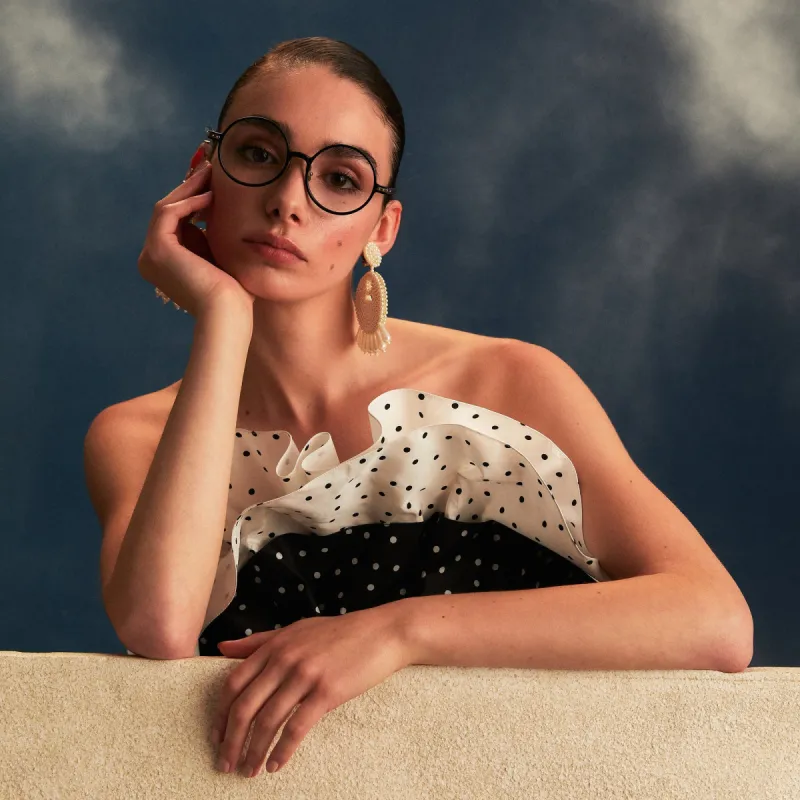 Spire Round Optical Frame in Black sold by Linda Farrow