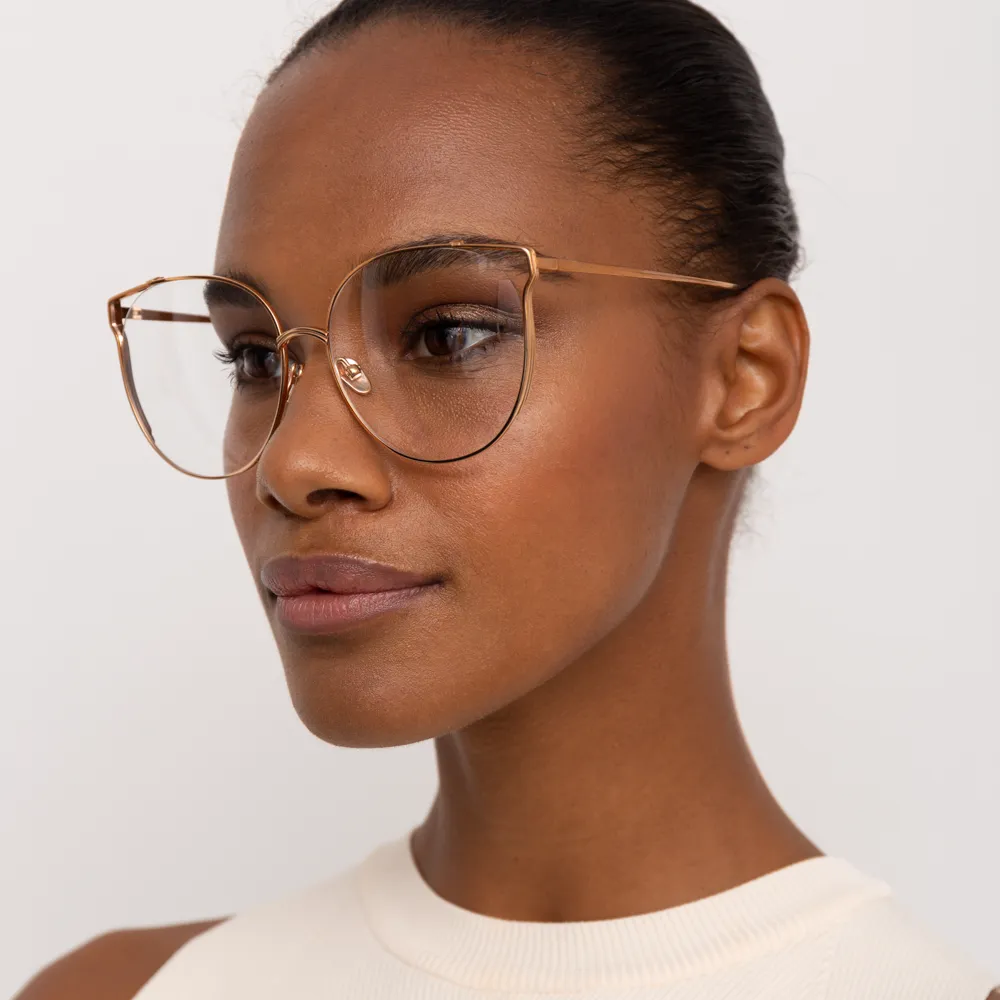 Joanna Oversized Optical Frame in Yellow Gold sold by Linda Farrow