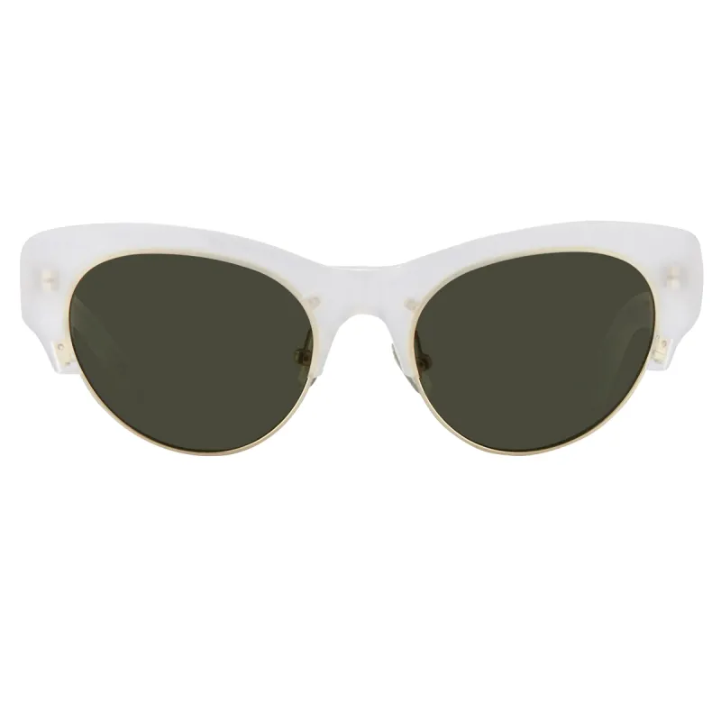 Dries Van Note Cat Eye Sunglasses in White sold by Linda Farrow