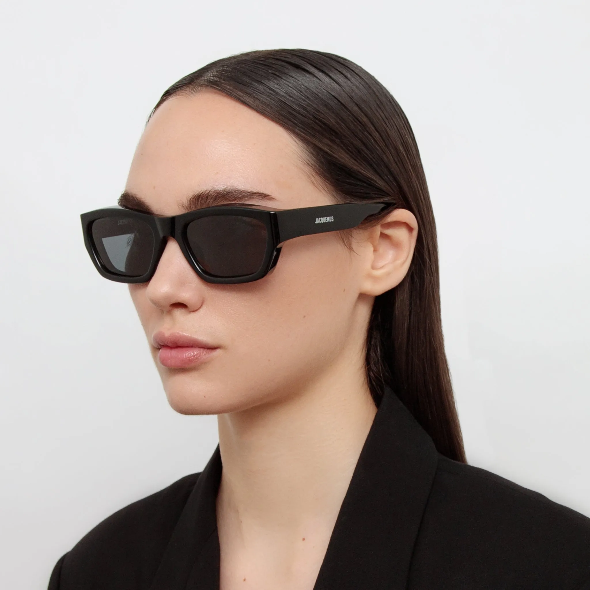 Meridiano D-Frame Sunglasses in Black by Jacquemus sold by Linda Farrow